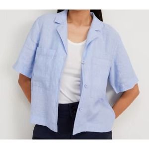 NWT Everlane Linen Workwear Shirt Blazer Blue Womens Size M
